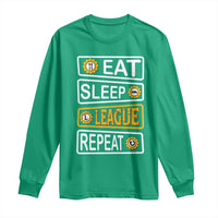 Funny Eat Sleep League Repeat Long Sleeve Shirt Gaming Quote Gift For Gamer - Wonder Print Shop