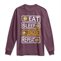 Funny Eat Sleep League Repeat Long Sleeve Shirt Gaming Quote Gift For Gamer - Wonder Print Shop