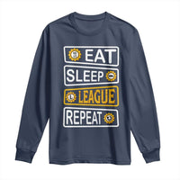 Funny Eat Sleep League Repeat Long Sleeve Shirt Gaming Quote Gift For Gamer - Wonder Print Shop