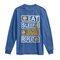 Funny Eat Sleep League Repeat Long Sleeve Shirt Gaming Quote Gift For Gamer - Wonder Print Shop
