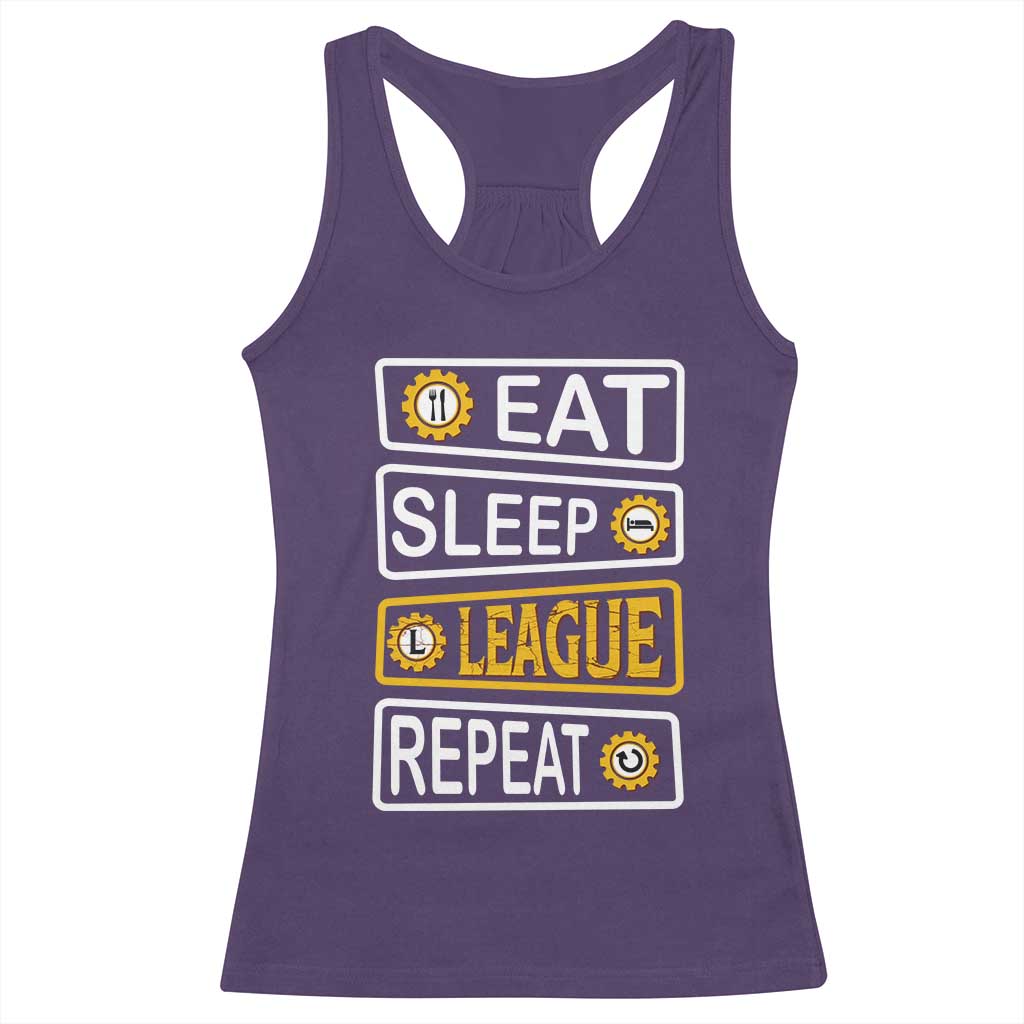 Funny Eat Sleep League Repeat Racerback Tank Top Gaming Quote Gift For Gamer - Wonder Print Shop