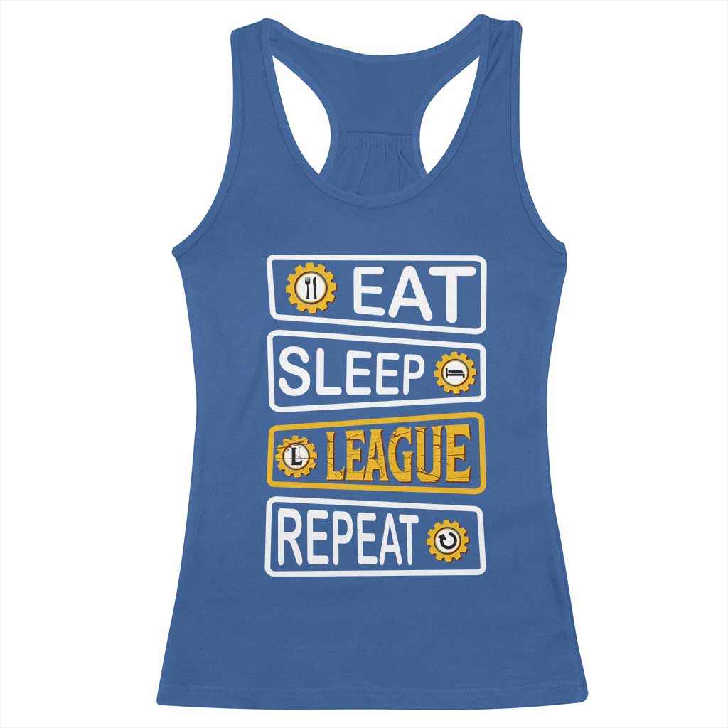 Funny Eat Sleep League Repeat Racerback Tank Top Gaming Quote Gift For Gamer - Wonder Print Shop