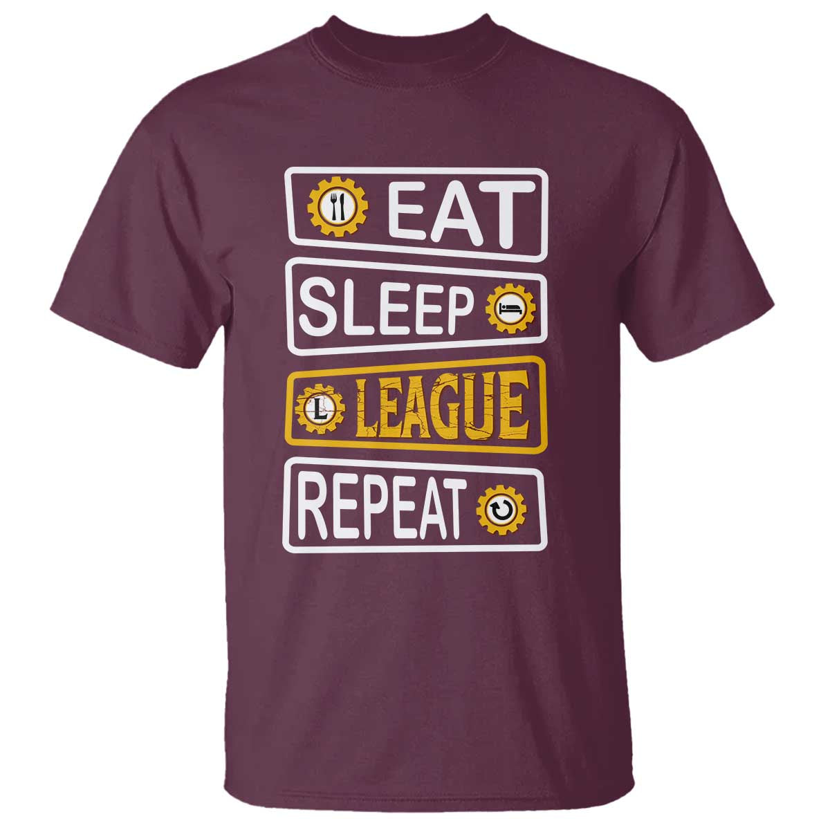 Funny Eat Sleep League Repeat T Shirt Gaming Quote Gift For Gamer - Wonder Print Shop