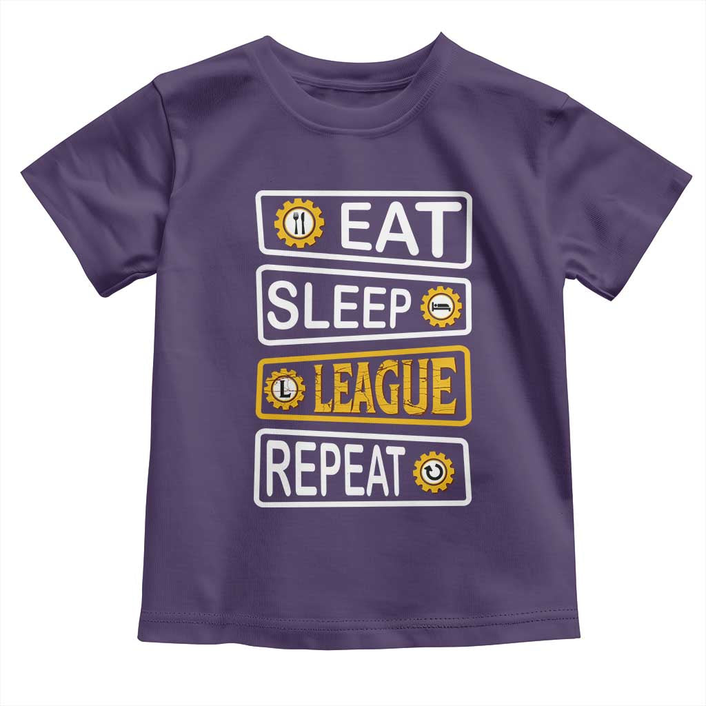 Funny Eat Sleep League Repeat Toddler T Shirt Gaming Quote Gift For Gamer - Wonder Print Shop