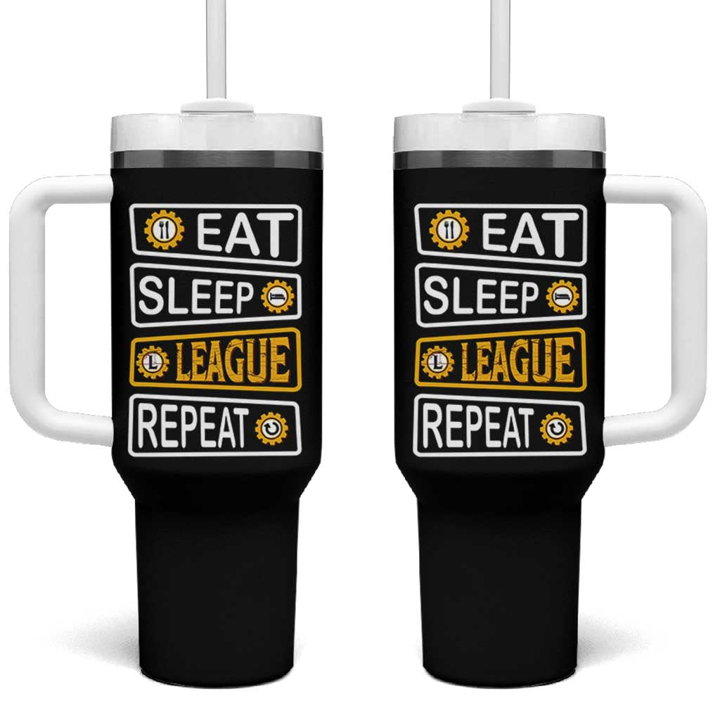 Funny Eat Sleep League Repeat Tumbler With Handle Gaming Quote Gift For Gamer - Wonder Print Shop