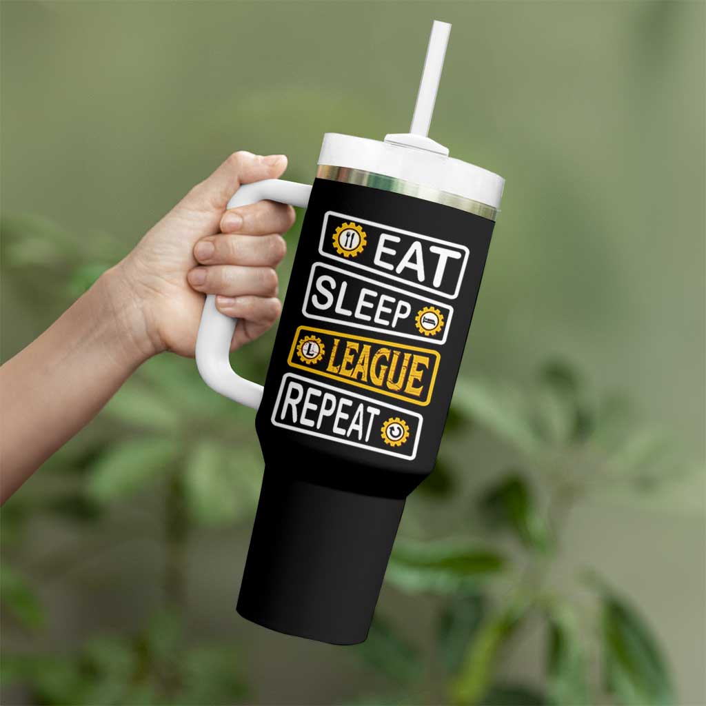 Funny Eat Sleep League Repeat Tumbler With Handle Gaming Quote Gift For Gamer - Wonder Print Shop