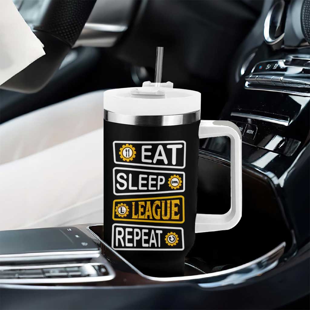 Funny Eat Sleep League Repeat Tumbler With Handle Gaming Quote Gift For Gamer - Wonder Print Shop