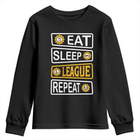 Funny Eat Sleep League Repeat Youth Sweatshirt Gaming Quote Gift For Gamer - Wonder Print Shop