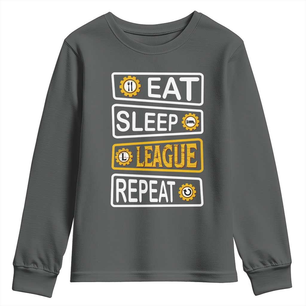 Funny Eat Sleep League Repeat Youth Sweatshirt Gaming Quote Gift For Gamer - Wonder Print Shop
