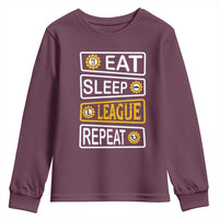Funny Eat Sleep League Repeat Youth Sweatshirt Gaming Quote Gift For Gamer - Wonder Print Shop