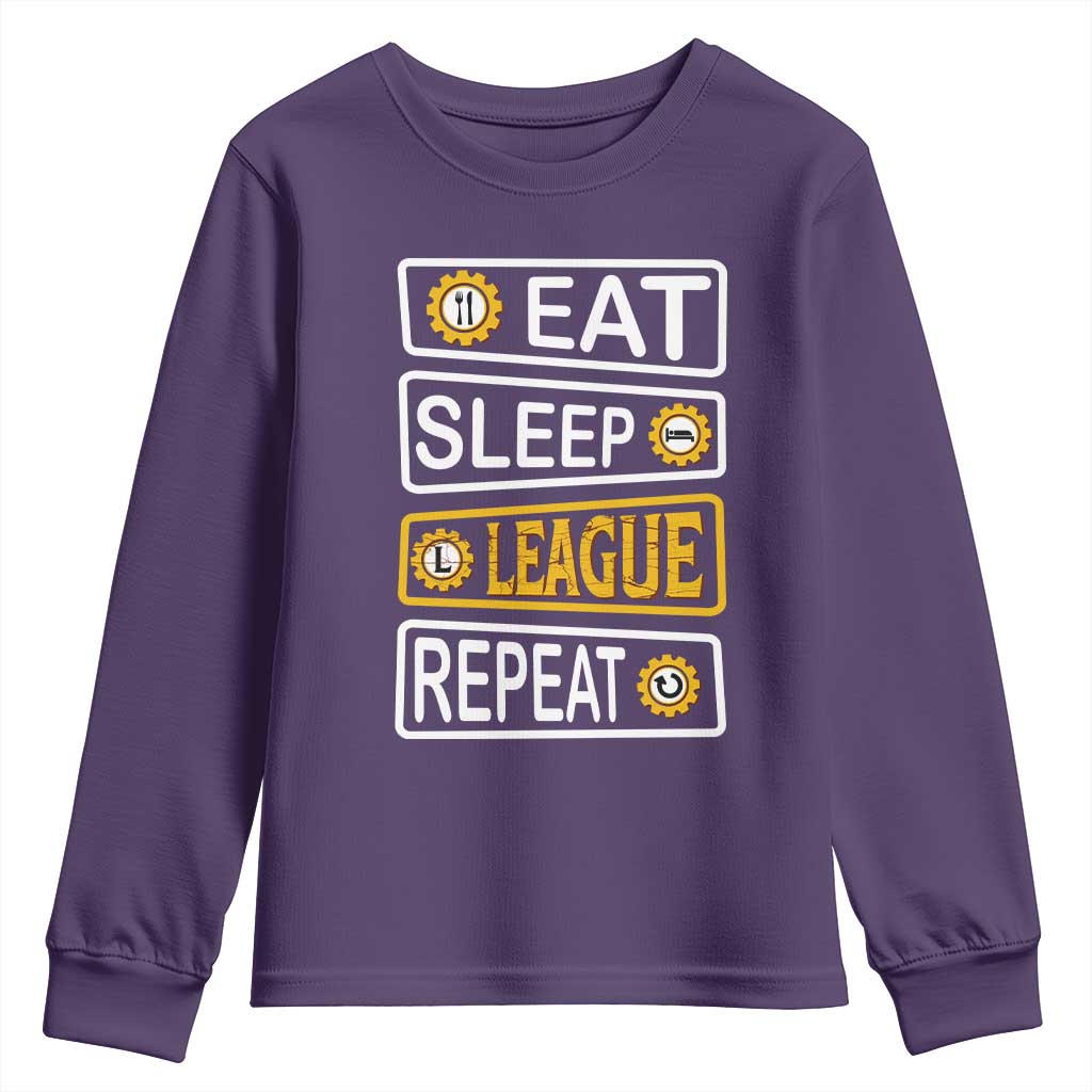 Funny Eat Sleep League Repeat Youth Sweatshirt Gaming Quote Gift For Gamer - Wonder Print Shop