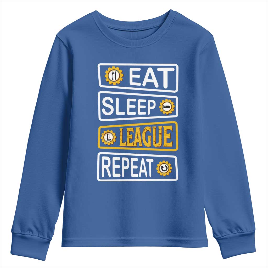 Funny Eat Sleep League Repeat Youth Sweatshirt Gaming Quote Gift For Gamer - Wonder Print Shop