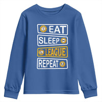 Funny Eat Sleep League Repeat Youth Sweatshirt Gaming Quote Gift For Gamer - Wonder Print Shop