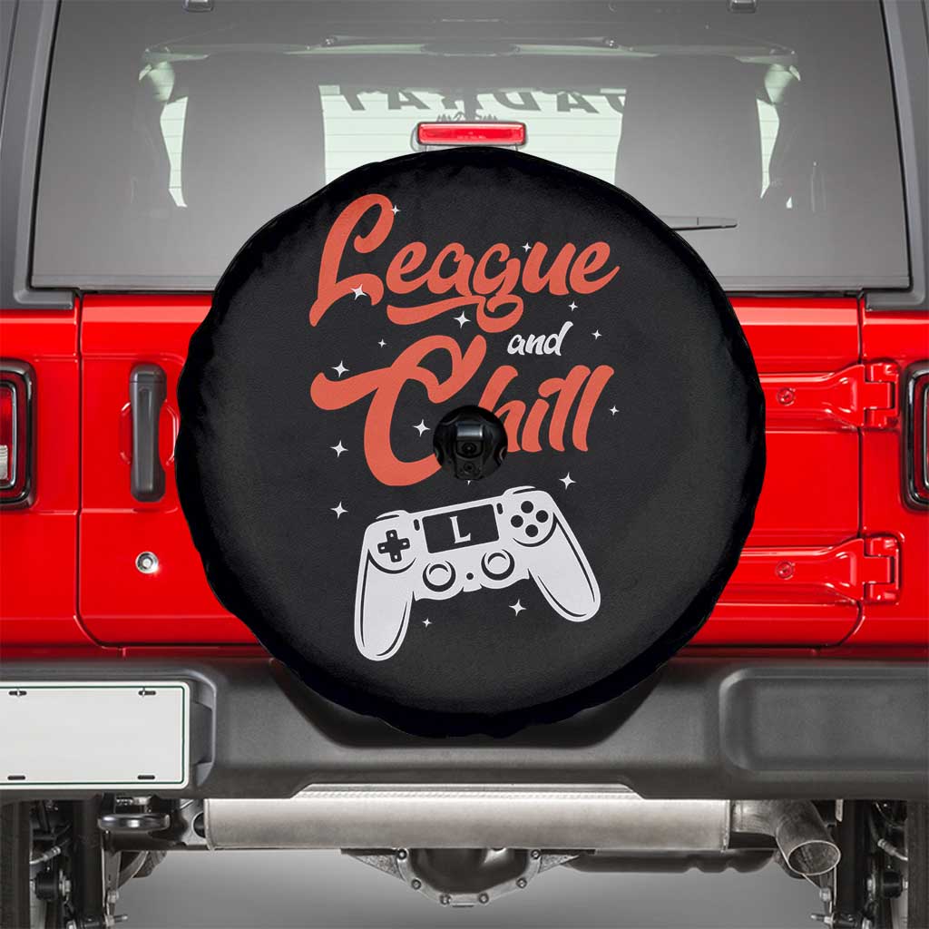 League And Chill Spare Tire Cover Funny Gaming Quote Gift For Gamer - Wonder Print Shop