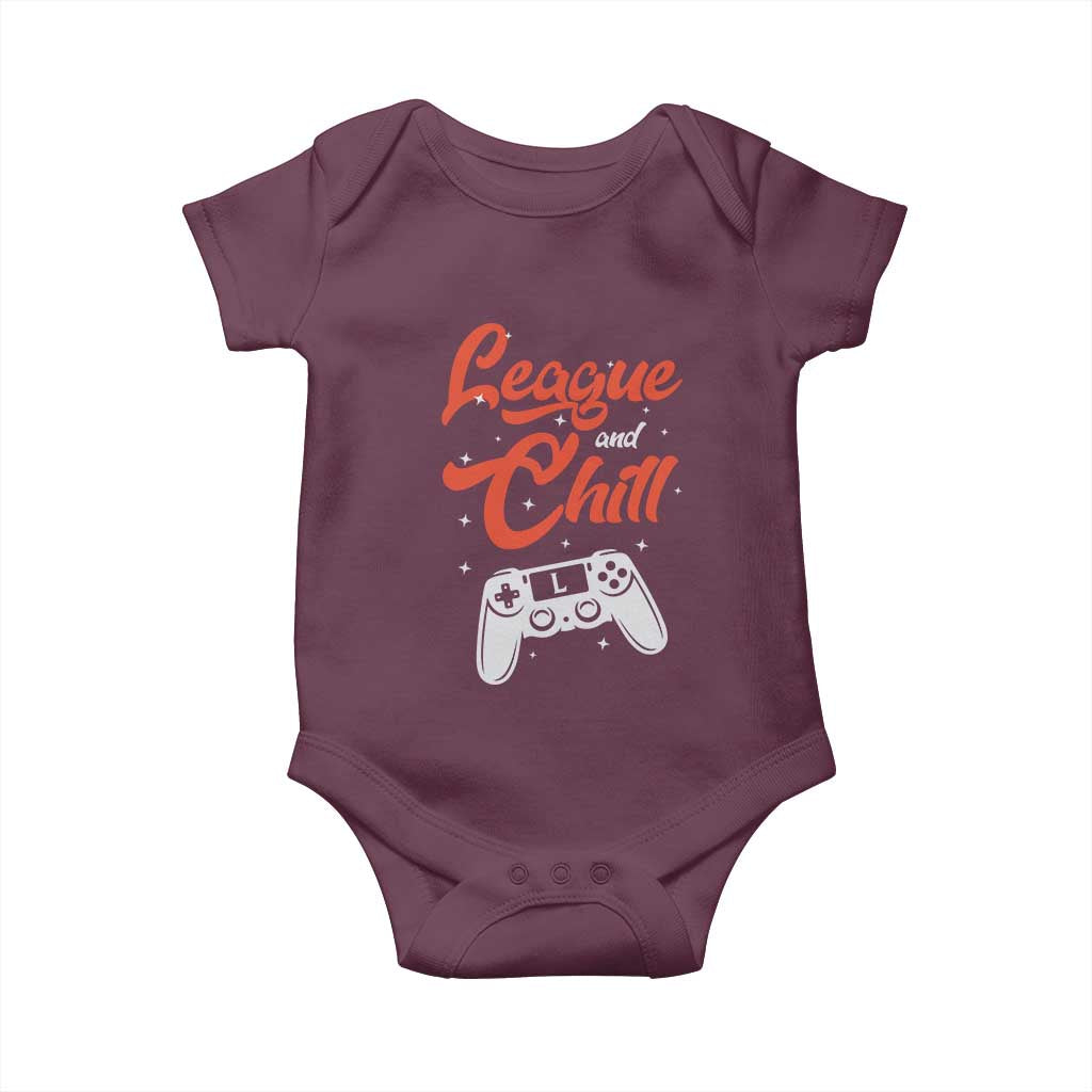 League And Chill Baby Onesie Funny Gaming Quote Gift For Gamer - Wonder Print Shop