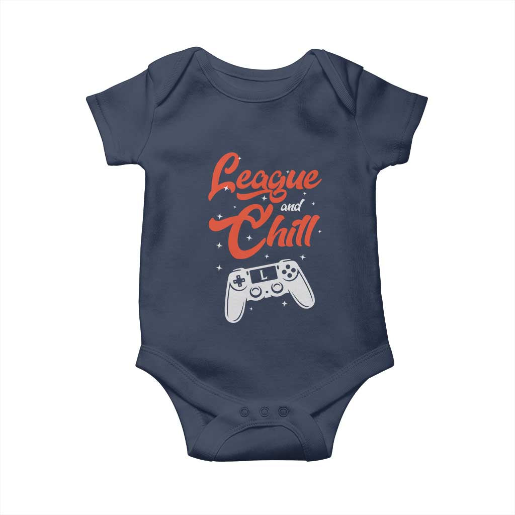 League And Chill Baby Onesie Funny Gaming Quote Gift For Gamer - Wonder Print Shop