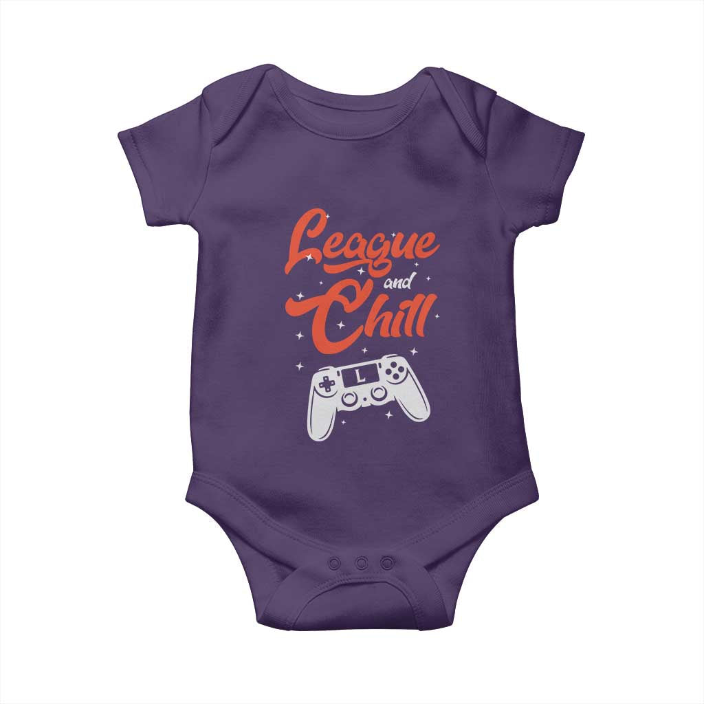 League And Chill Baby Onesie Funny Gaming Quote Gift For Gamer - Wonder Print Shop