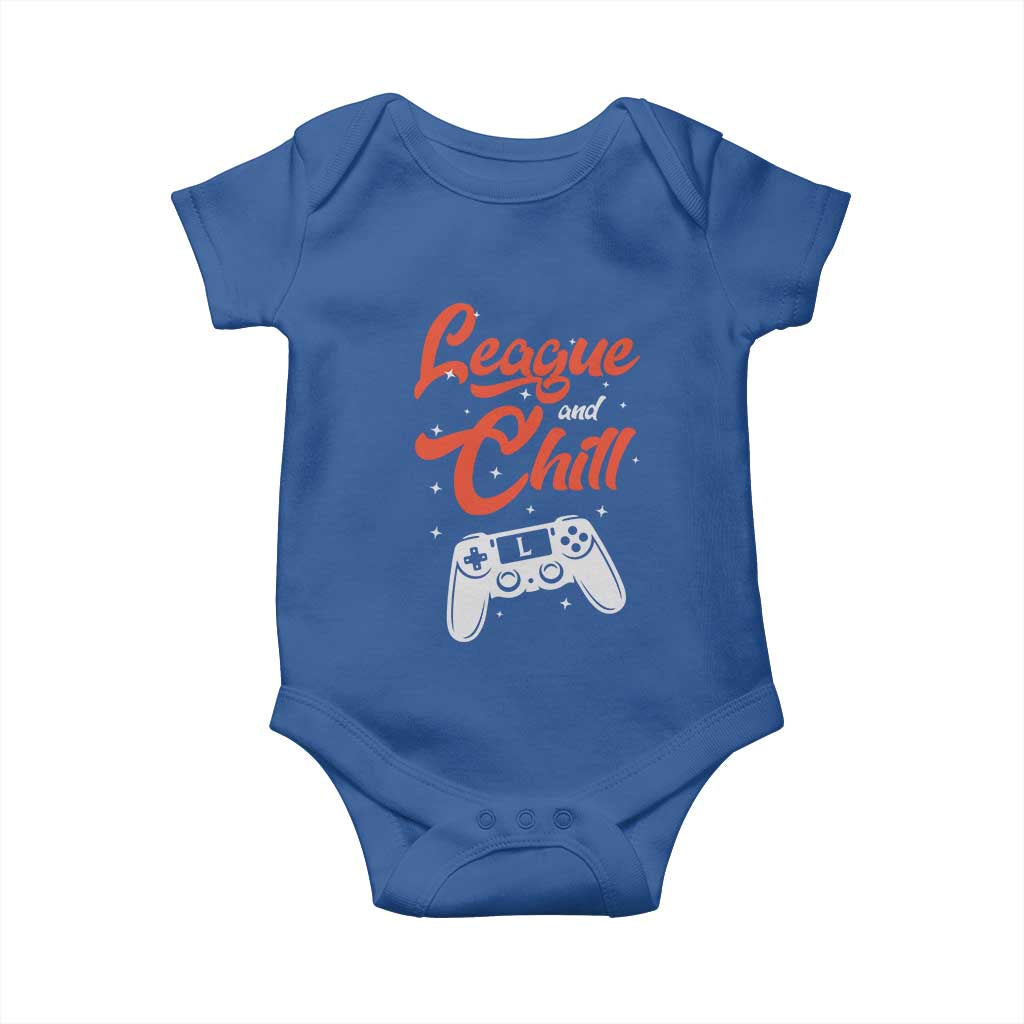 League And Chill Baby Onesie Funny Gaming Quote Gift For Gamer - Wonder Print Shop