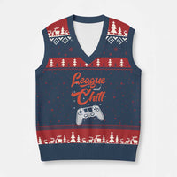 League And Chill V-Neck Knit Sweater Vest Funny Gaming Quote Gift For Gamer - Wonder Print Shop