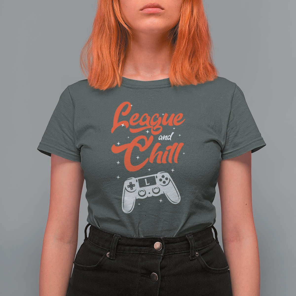 League And Chill T Shirt For Women Funny Gaming Quote Gift For Gamer - Wonder Print Shop