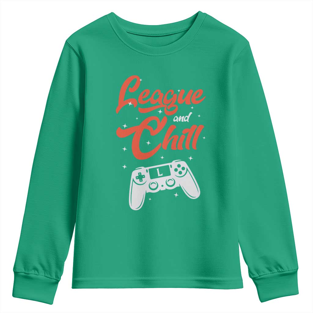 League And Chill Youth Sweatshirt Funny Gaming Quote Gift For Gamer - Wonder Print Shop