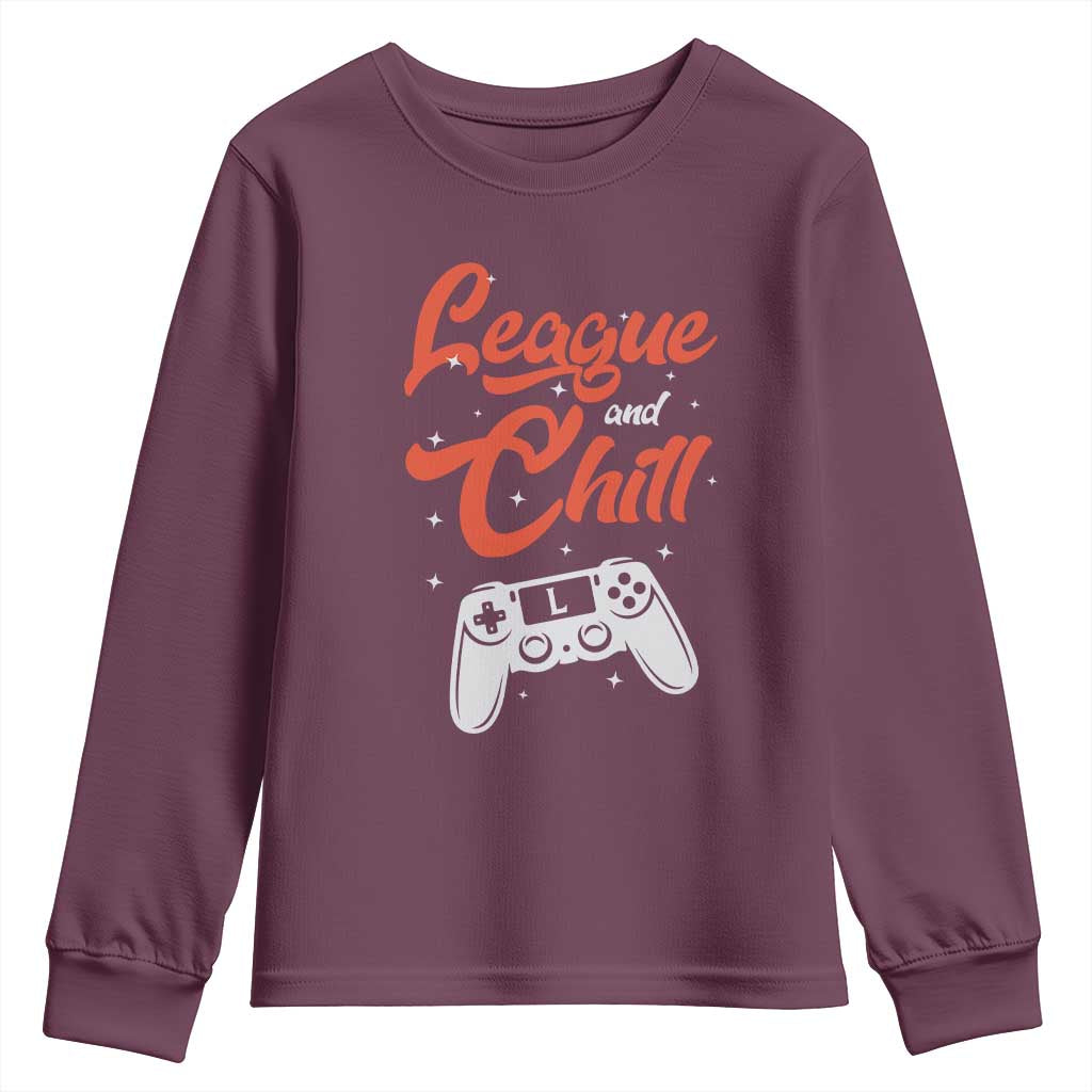 League And Chill Youth Sweatshirt Funny Gaming Quote Gift For Gamer - Wonder Print Shop