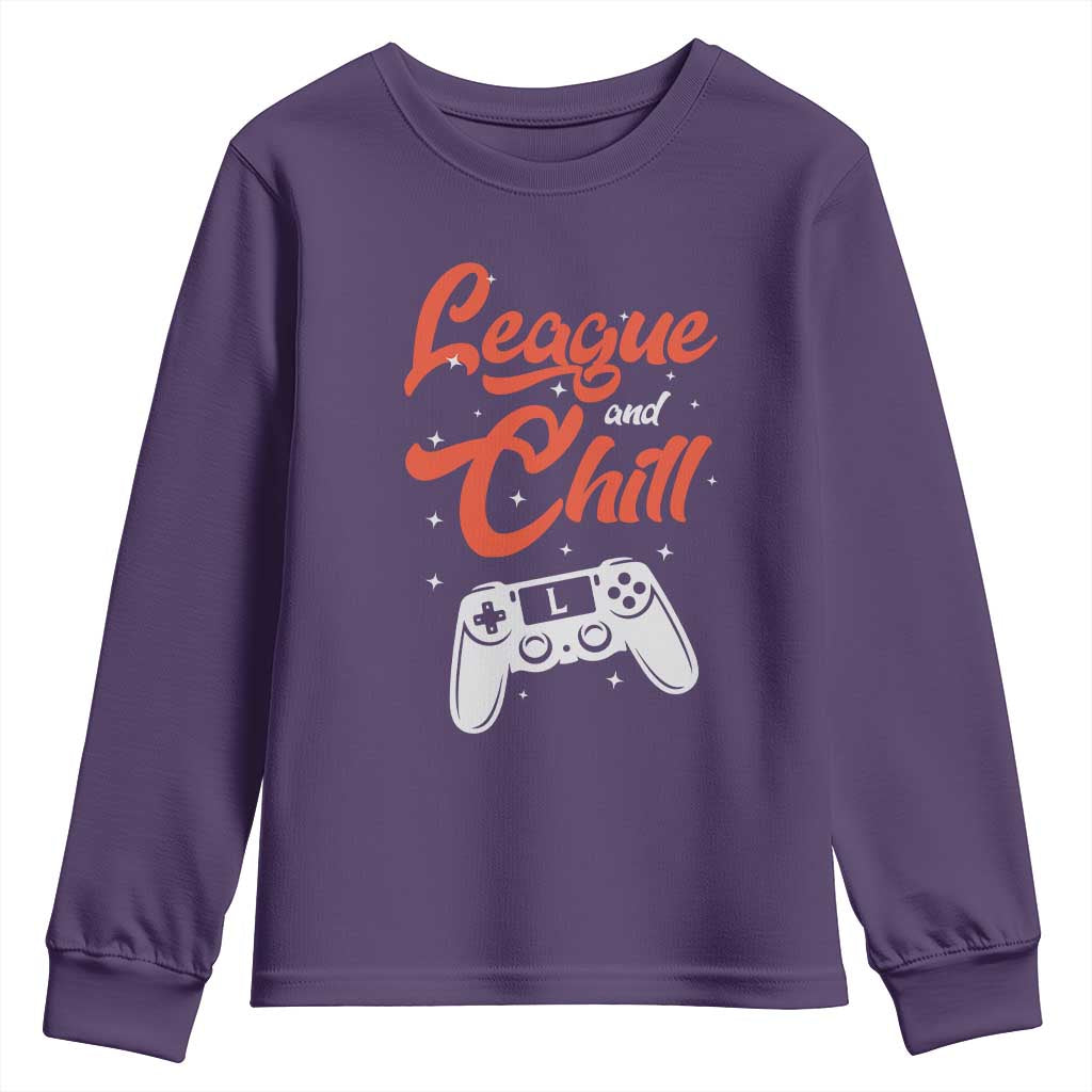 League And Chill Youth Sweatshirt Funny Gaming Quote Gift For Gamer - Wonder Print Shop