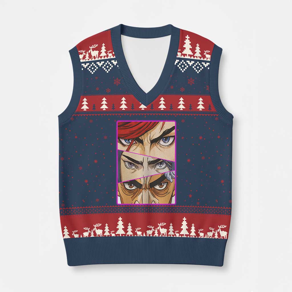 Futuristic Legends Anime Eyes V-Neck Knit Sweater Vest Gift For League Gamer Fans - Wonder Print Shop