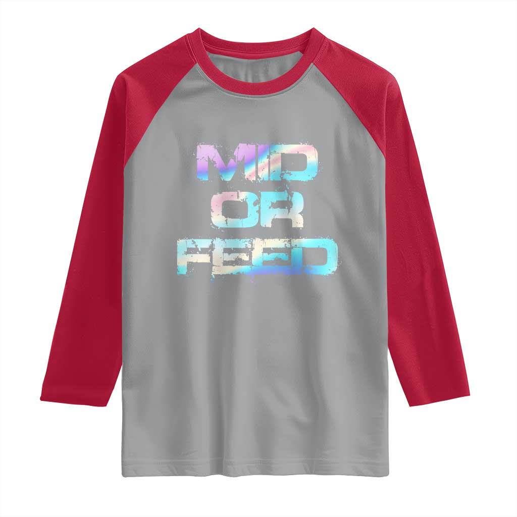 Mid Or Feed Iridescent Effect Raglan Shirt Funny Game Lover Gift - Wonder Print Shop