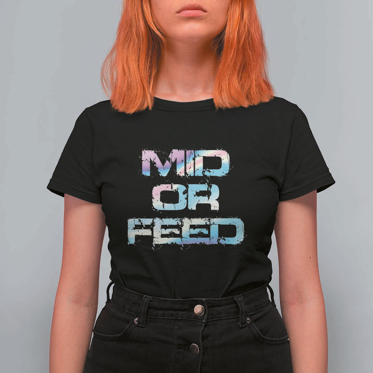 Mid Or Feed Iridescent Effect T Shirt For Women Funny Game Lover Gift - Wonder Print Shop