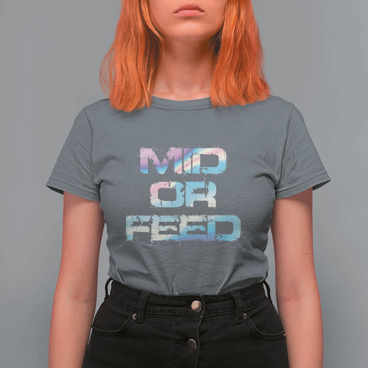 Mid Or Feed Iridescent Effect T Shirt For Women Funny Game Lover Gift - Wonder Print Shop