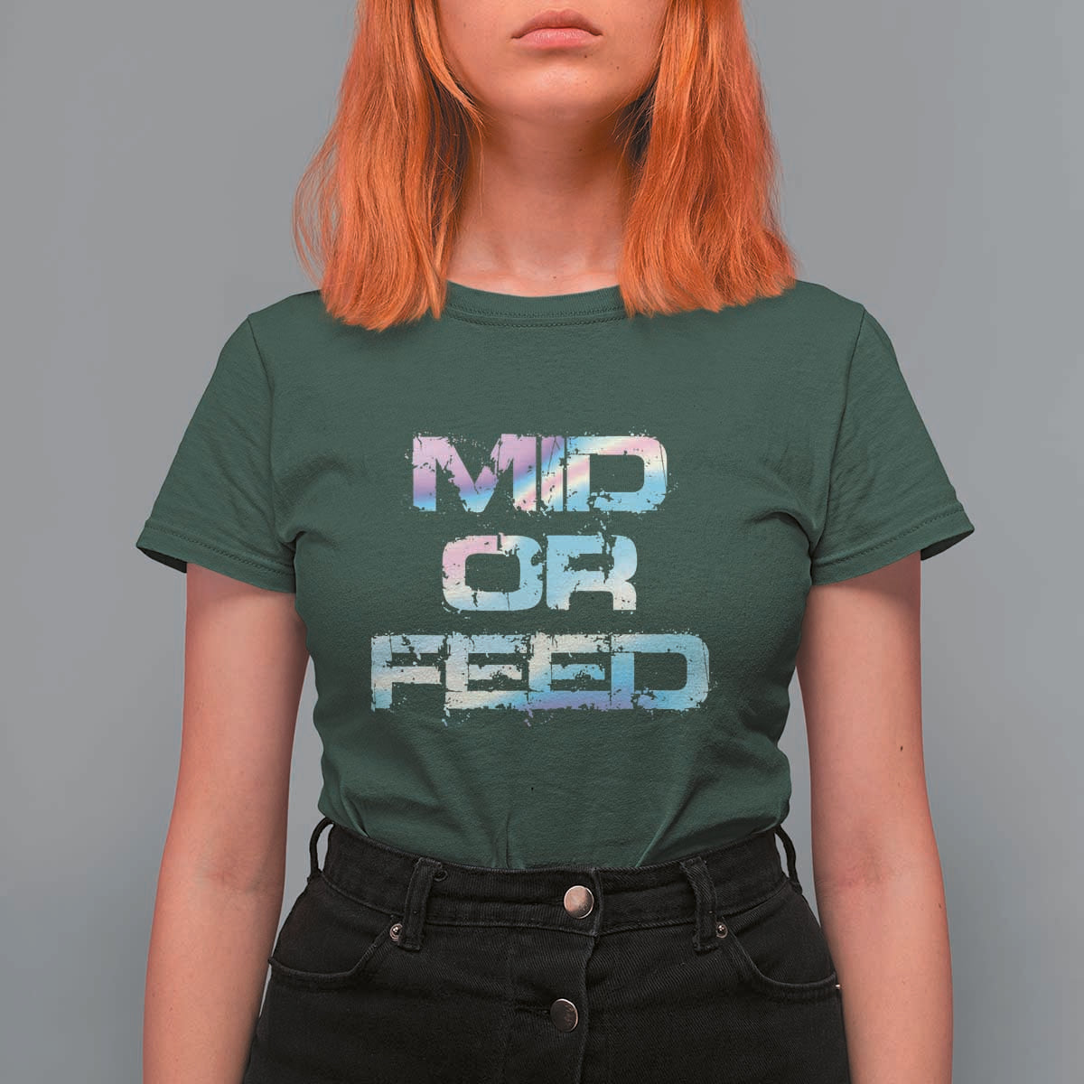 Mid Or Feed Iridescent Effect T Shirt For Women Funny Game Lover Gift - Wonder Print Shop