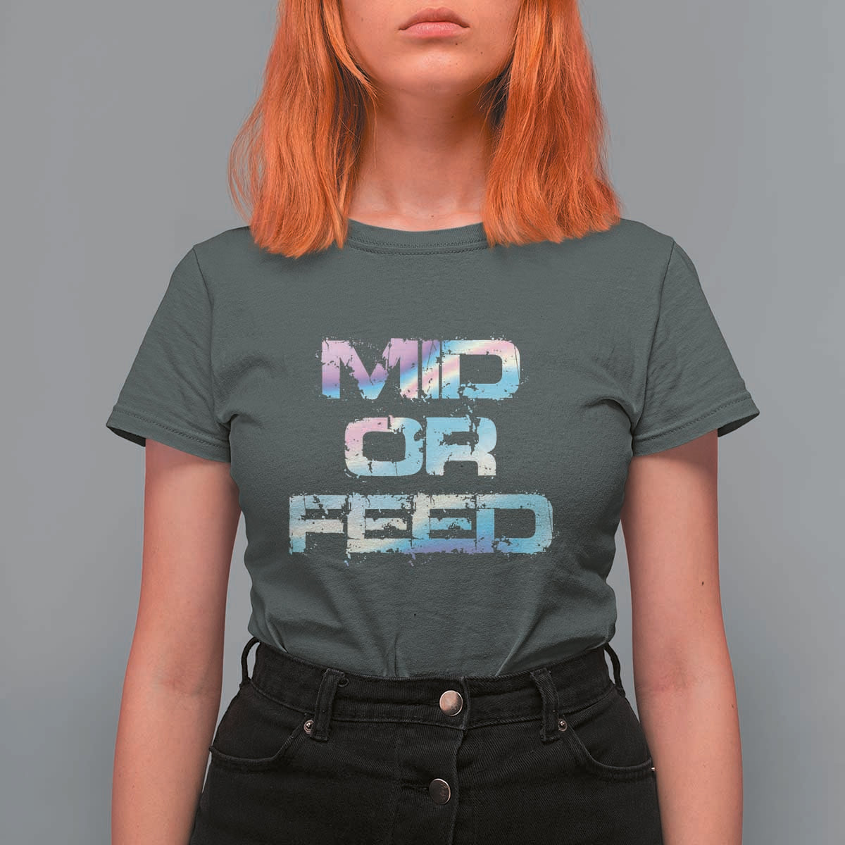 Mid Or Feed Iridescent Effect T Shirt For Women Funny Game Lover Gift - Wonder Print Shop