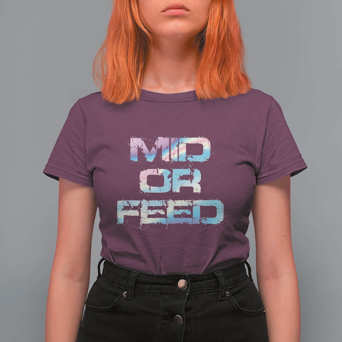 Mid Or Feed Iridescent Effect T Shirt For Women Funny Game Lover Gift - Wonder Print Shop