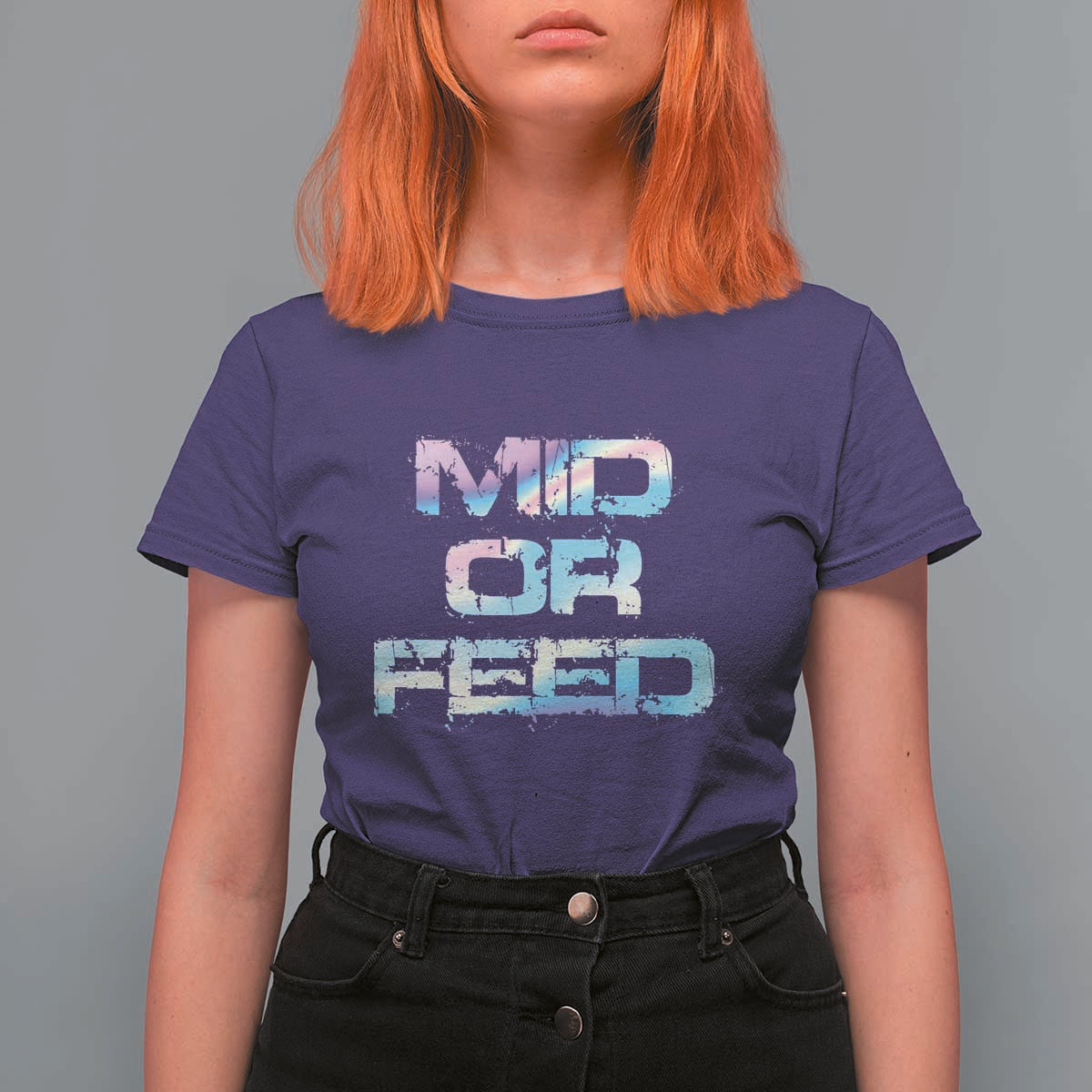 Mid Or Feed Iridescent Effect T Shirt For Women Funny Game Lover Gift - Wonder Print Shop