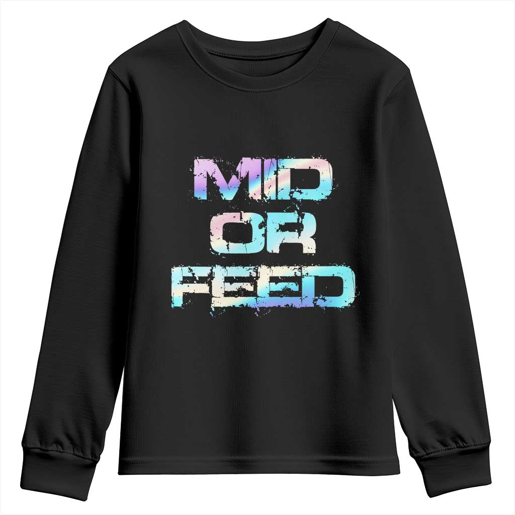Mid Or Feed Iridescent Effect Youth Sweatshirt Funny Game Lover Gift - Wonder Print Shop