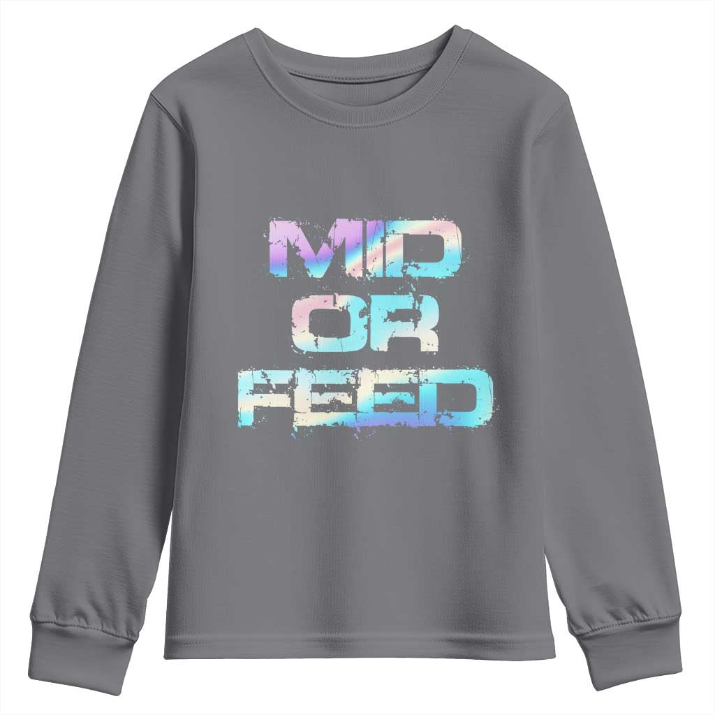 Mid Or Feed Iridescent Effect Youth Sweatshirt Funny Game Lover Gift - Wonder Print Shop