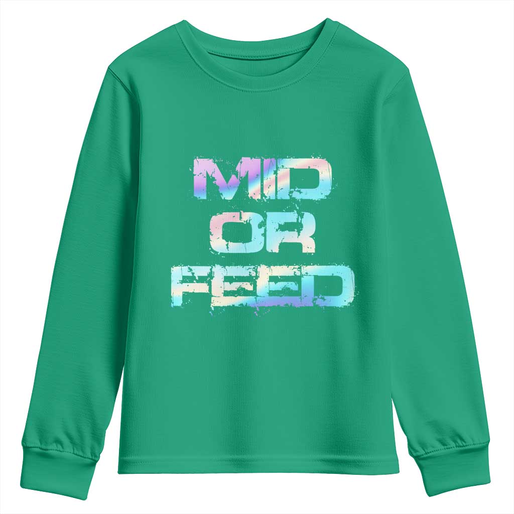 Mid Or Feed Iridescent Effect Youth Sweatshirt Funny Game Lover Gift - Wonder Print Shop