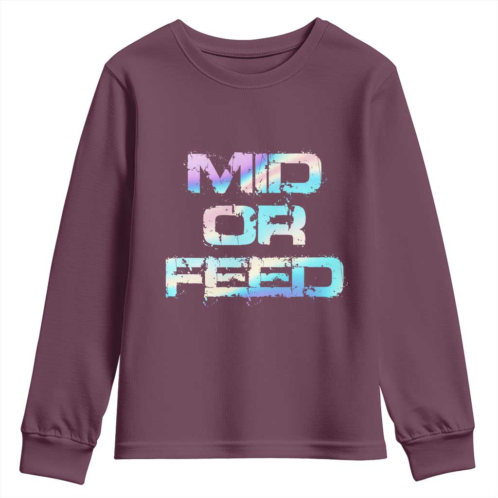 Mid Or Feed Iridescent Effect Youth Sweatshirt Funny Game Lover Gift - Wonder Print Shop