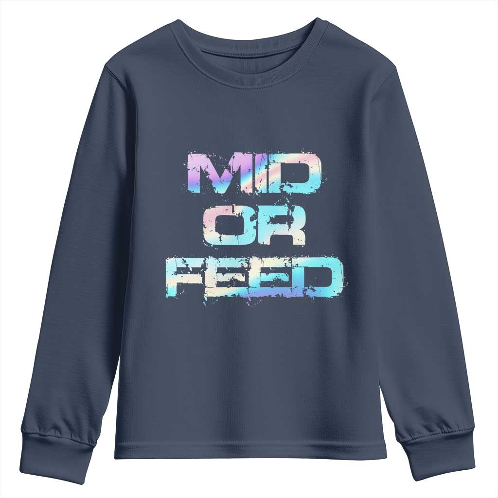 Mid Or Feed Iridescent Effect Youth Sweatshirt Funny Game Lover Gift - Wonder Print Shop
