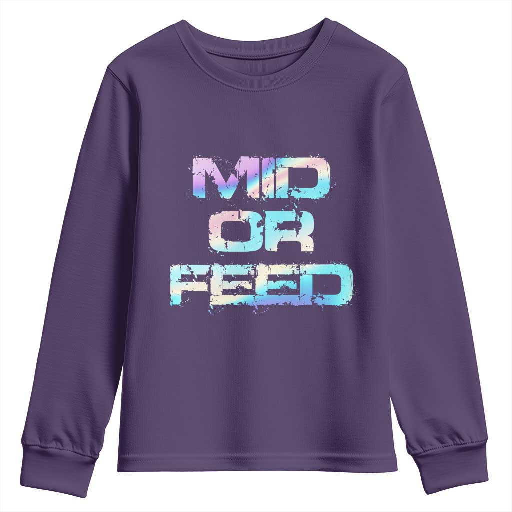 Mid Or Feed Iridescent Effect Youth Sweatshirt Funny Game Lover Gift - Wonder Print Shop
