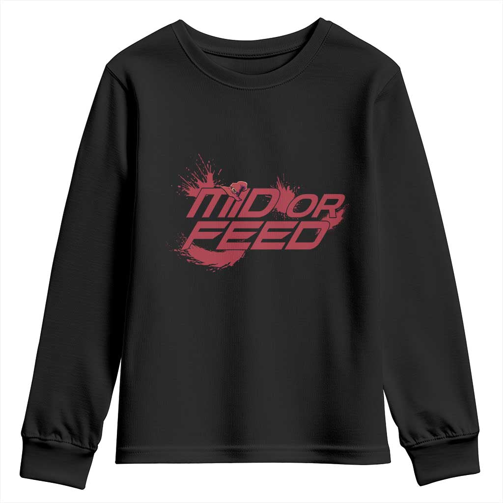Mid Or Feed Holographic Witch Hat Youth Sweatshirt Funny Game Lover Gift - Wonder Print Shop