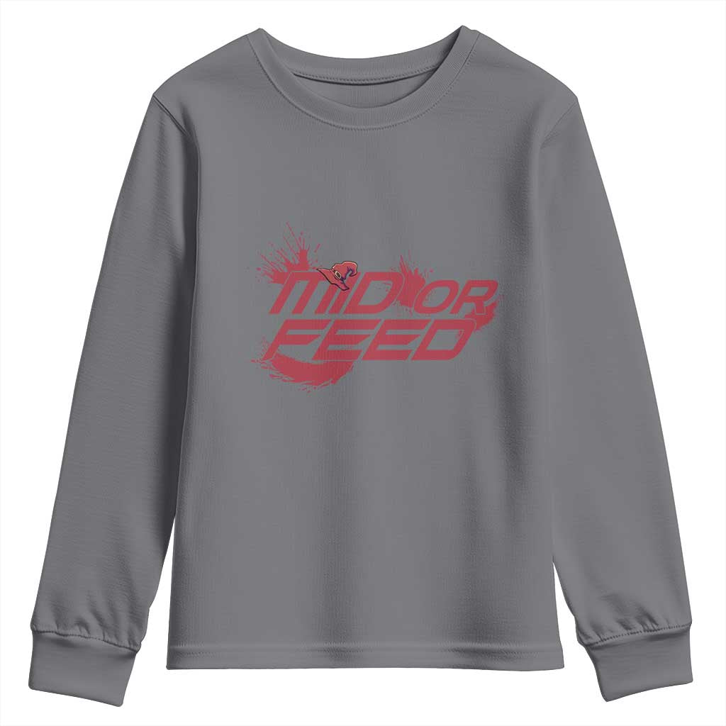 Mid Or Feed Holographic Witch Hat Youth Sweatshirt Funny Game Lover Gift - Wonder Print Shop