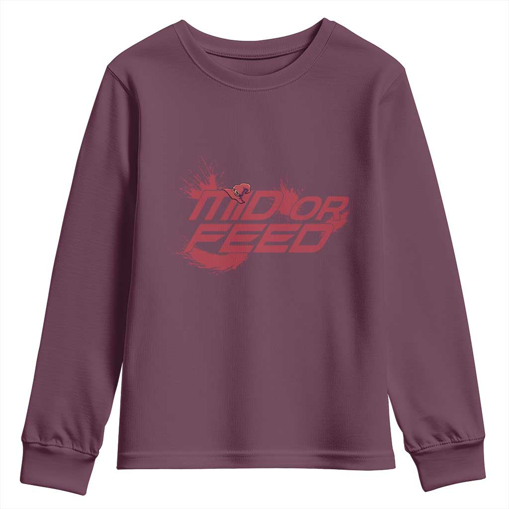 Mid Or Feed Holographic Witch Hat Youth Sweatshirt Funny Game Lover Gift - Wonder Print Shop