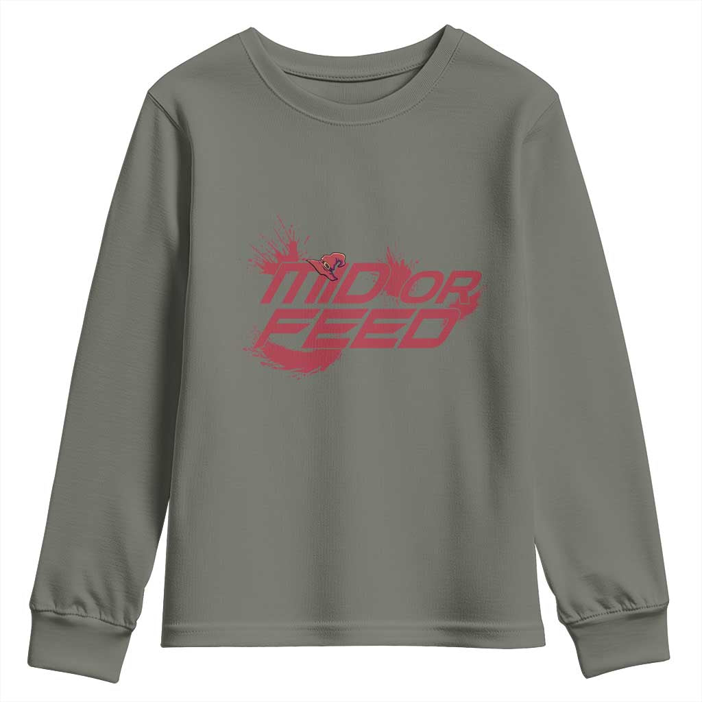 Mid Or Feed Holographic Witch Hat Youth Sweatshirt Funny Game Lover Gift - Wonder Print Shop
