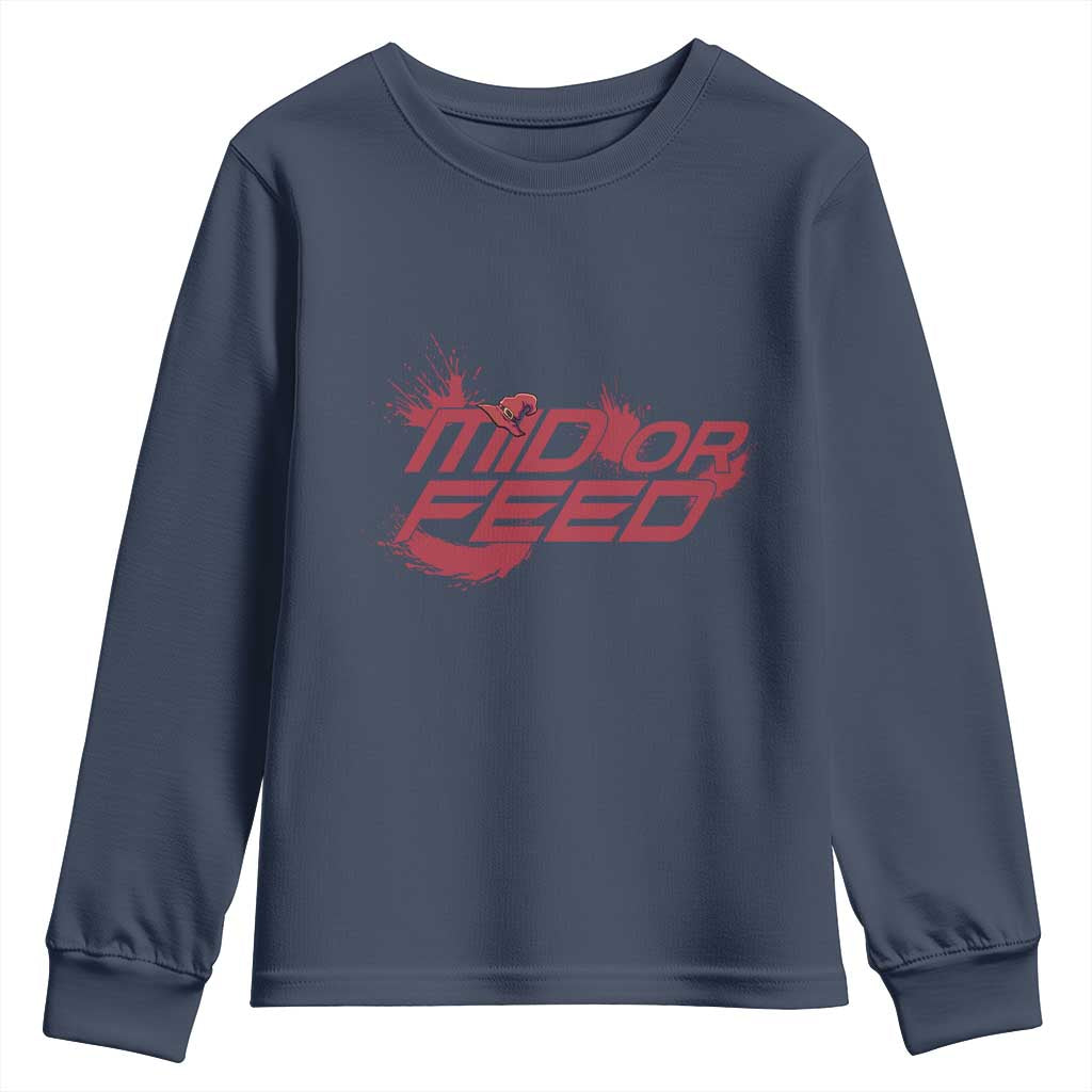 Mid Or Feed Holographic Witch Hat Youth Sweatshirt Funny Game Lover Gift - Wonder Print Shop