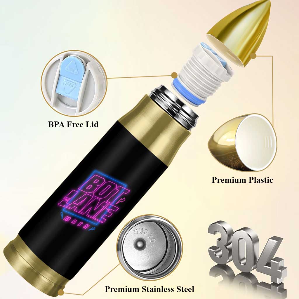 Bot Lane Main Cyberpunk Neon Style Bullet Tumbler Gaming Quote Gift - Wonder Print Shop