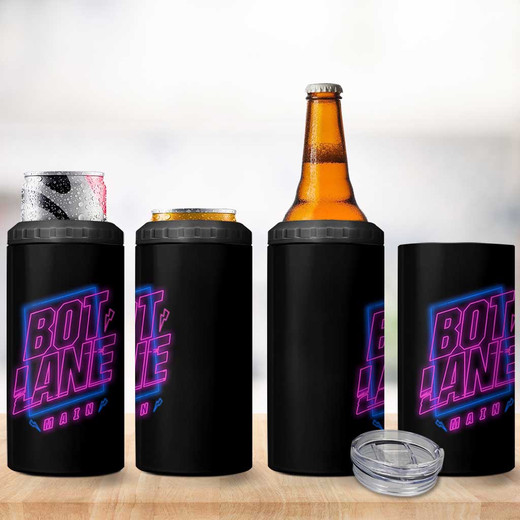 Bot Lane Main Cyberpunk Neon Style 4 in 1 Can Cooler Tumbler Gaming Quote Gift - Wonder Print Shop