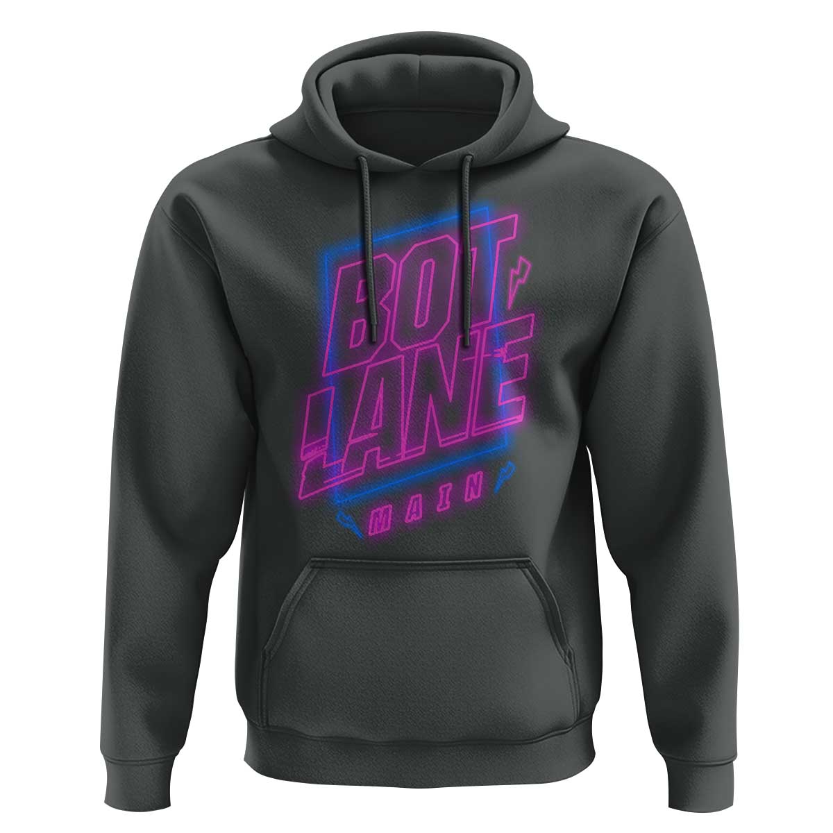 Bot Lane Main Cyberpunk Neon Style Hoodie Gaming Quote Gift - Wonder Print Shop
