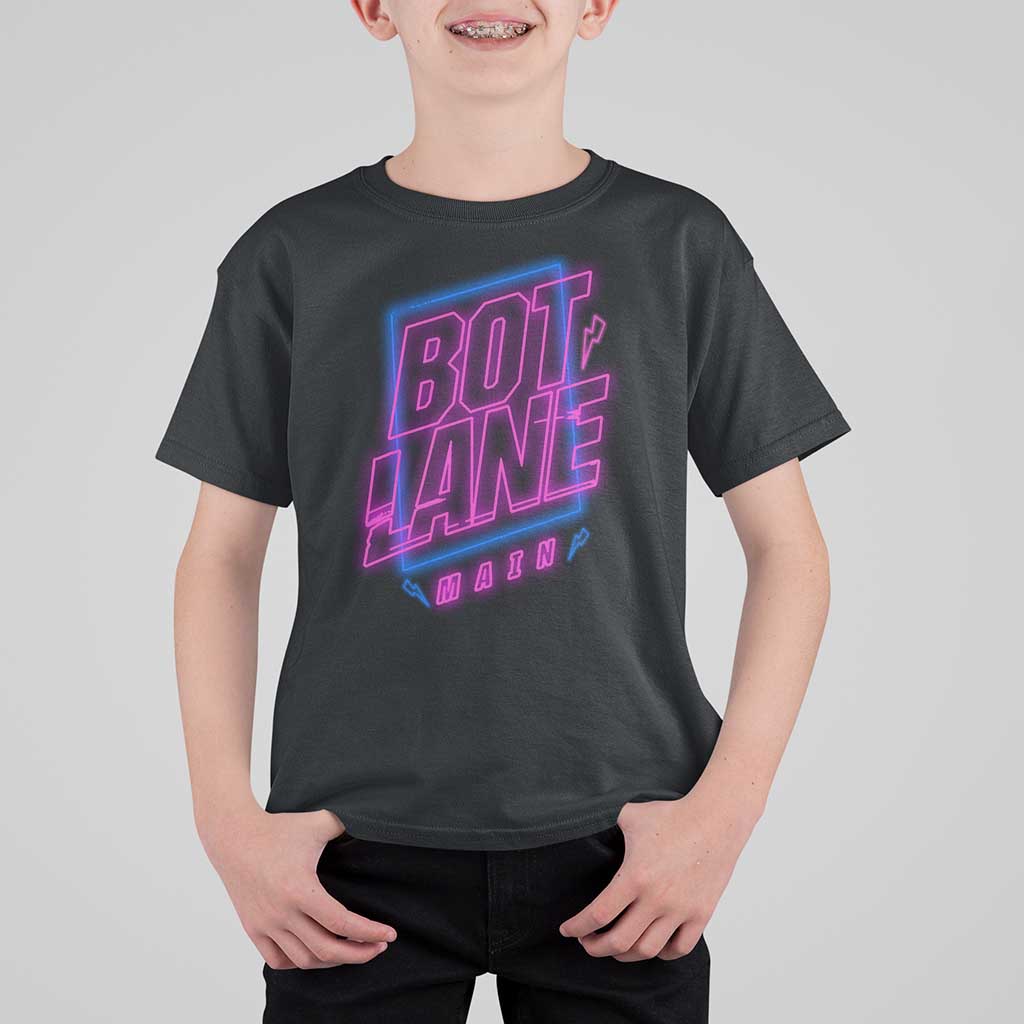 Bot Lane Main Cyberpunk Neon Style T Shirt For Kid Gaming Quote Gift - Wonder Print Shop